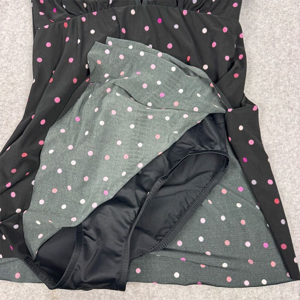 Trimshaper Women's Polka Dot Swimdress Black Size 8 Adjustable Straps - Picture 6 of 16